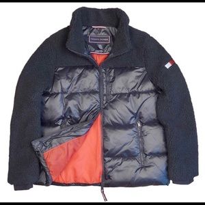 NWT Tommy Hilfiger Womens Sherpa Mixed Media Puffer Jacket